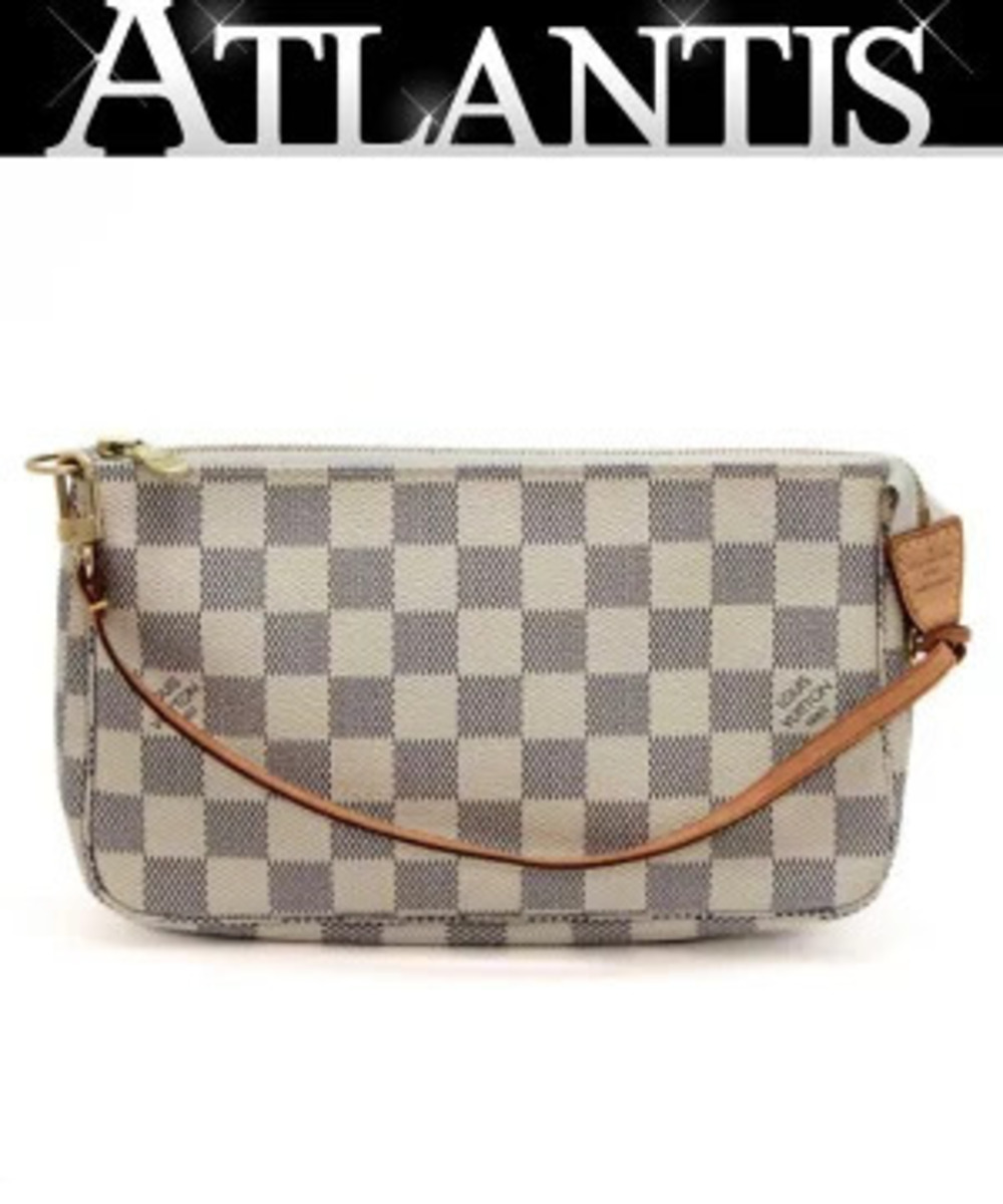 Louis Vuitton Pochette Accessoires Accessory Pouch Clutch Damier Azur White